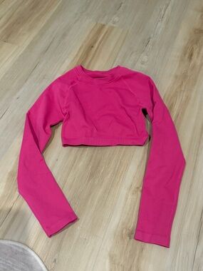 Hot Pink Cropped Long Sleeve Top